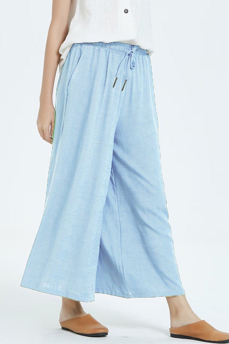 Casual simplicity solid make old loose high-waisted wide leg pantalones cortos de color liso (8 colores)