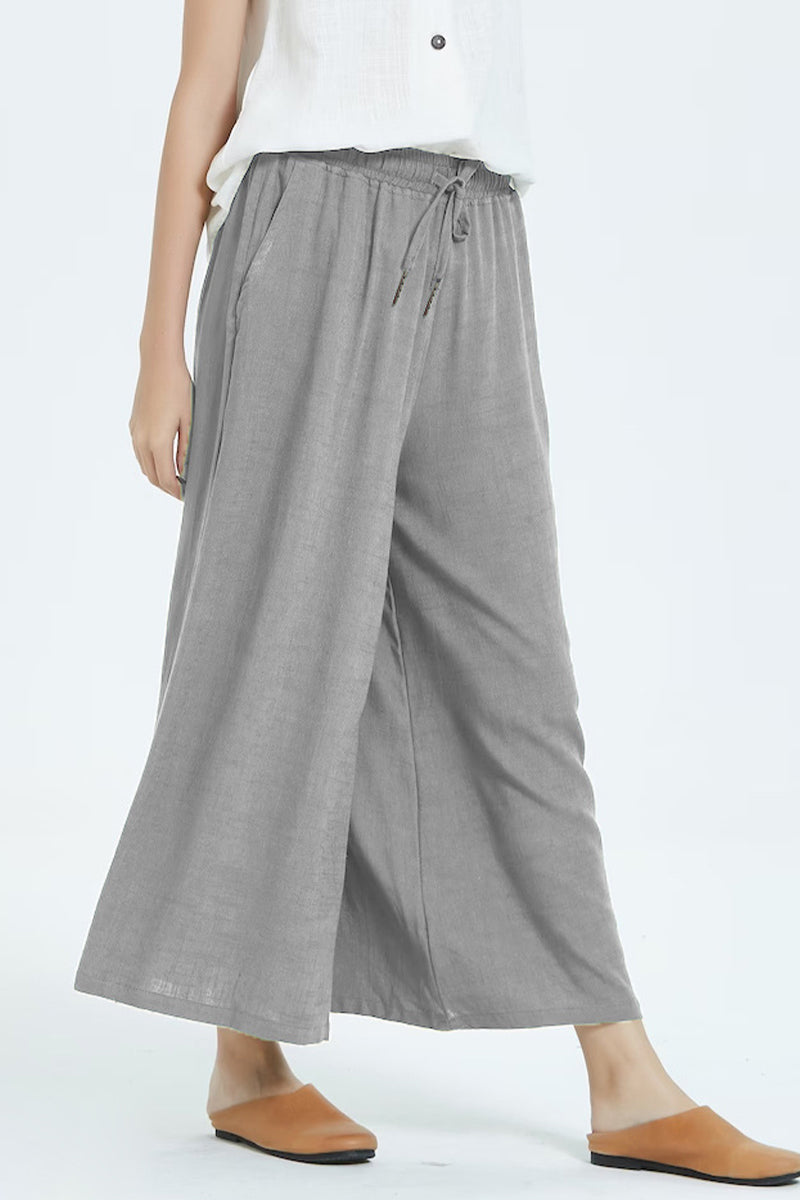 Casual simplicity solid make old loose high-waisted wide leg pantalones cortos de color liso (8 colores)