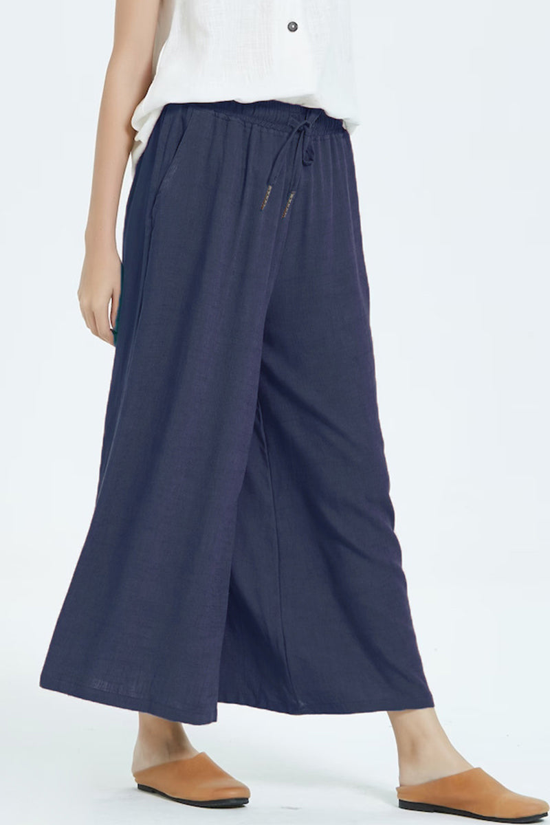 Casual simplicity solid make old loose high-waisted wide leg pantalones cortos de color liso (8 colores)