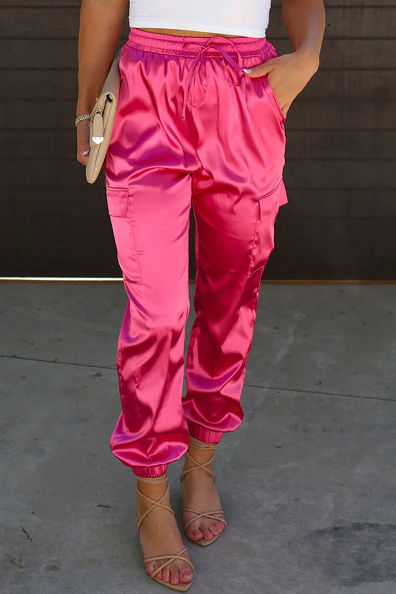 Casual-solid-bag-right-high-waist-solid-colour-pants