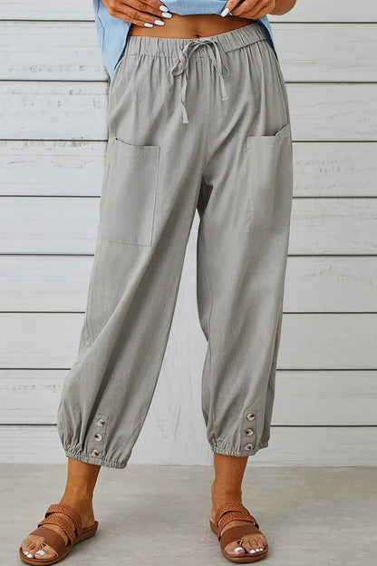 Casual Solid Pocket Loose High Waist Wide Leg Solid Colour Pantalones (10 Colores)