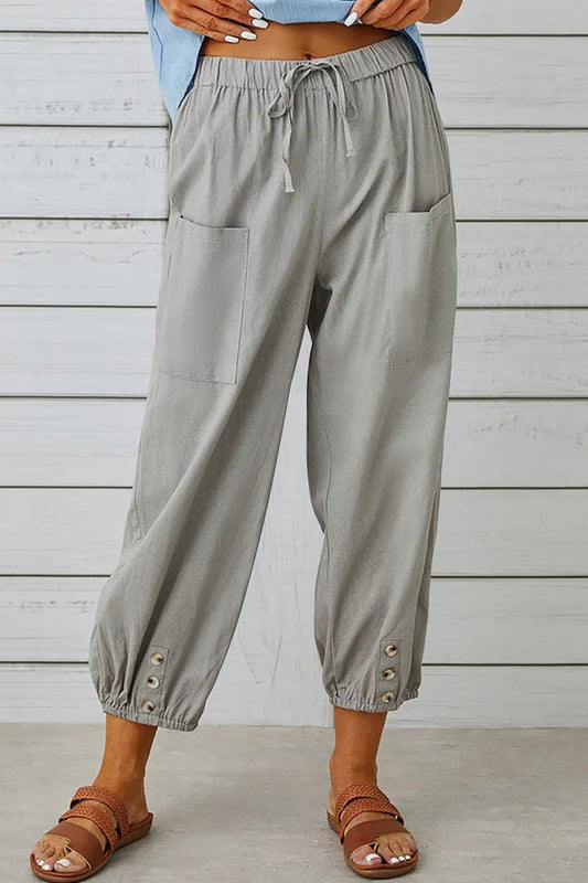 Casual Solid Pocket Loose High Waist Wide Leg Solid Colour Pantalones (10 Colores)