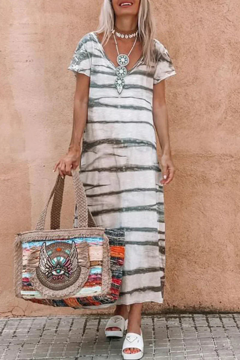 Vestido casual con estampado de rayas