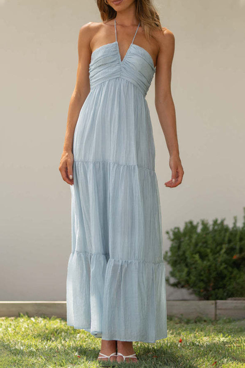 Vestidos con cuello medio sin mangas en elegantes y bonitos colores sólidos