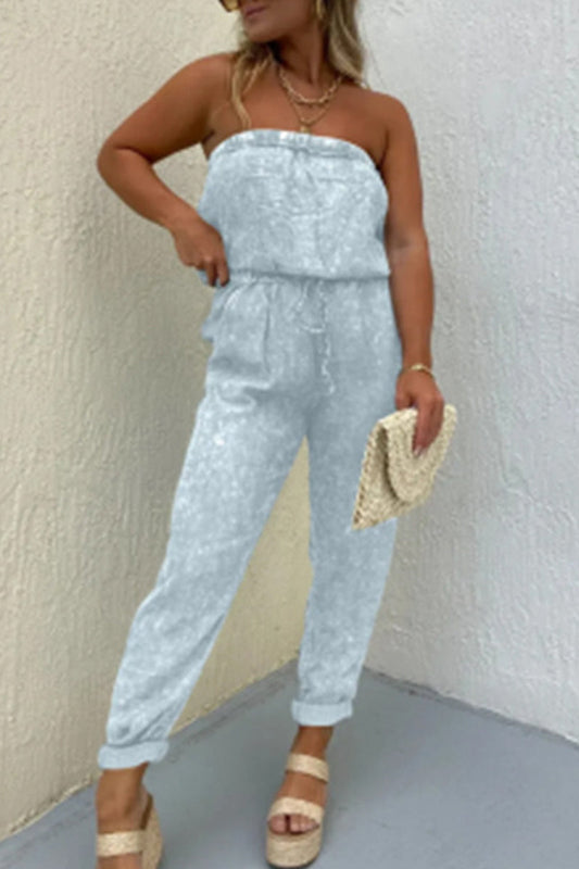 Casual-único-hacer-viejo-bolsa strapless regular-jumpsuits