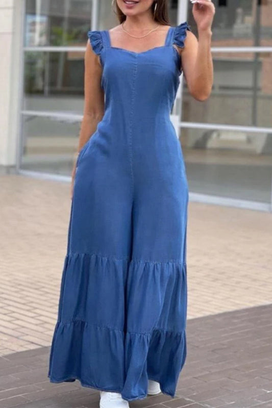 mono suelto liso con cuello cuadrado