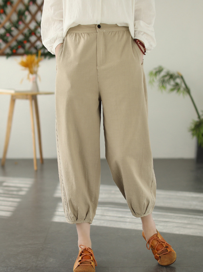 Fashion Pantalones largos de harén con cintura elástica informal