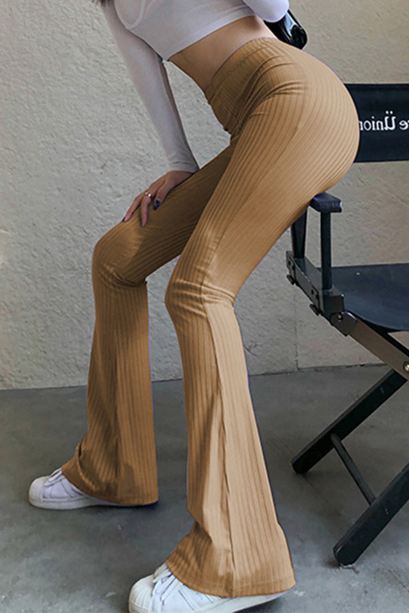 Casual-simplicity-solid-making-old-high-waist speaker-solid-colour-pants