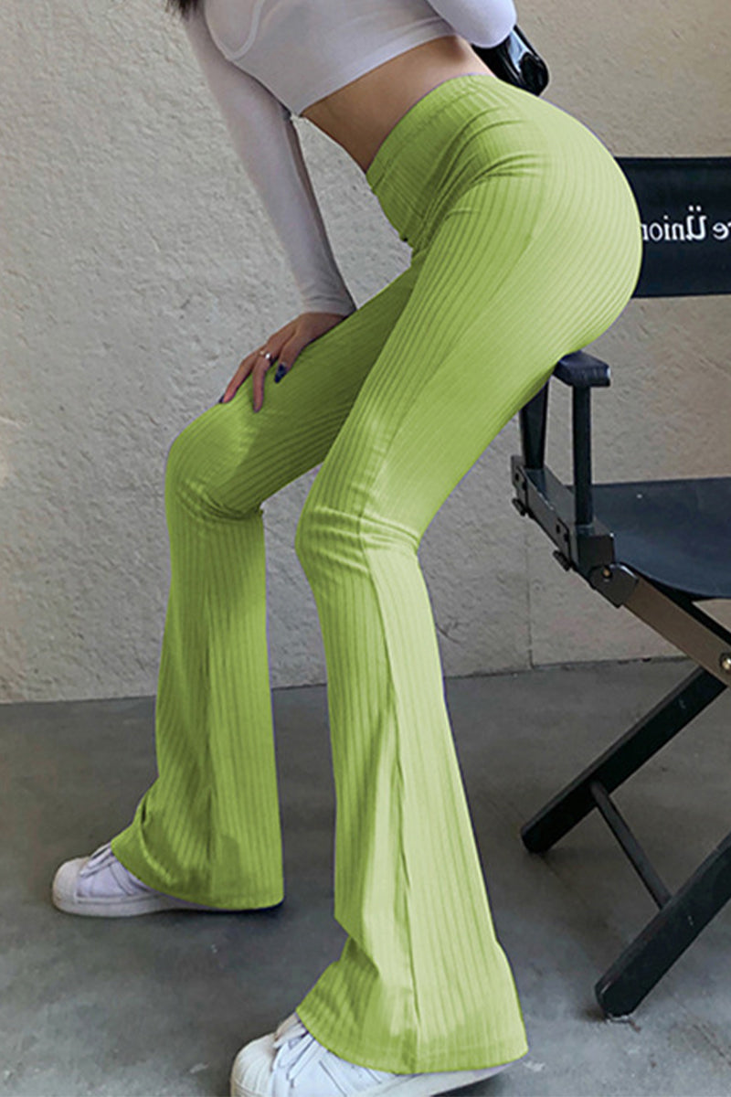 Casual-simplicity-solid-making-old-high-waist speaker-solid-colour-pants