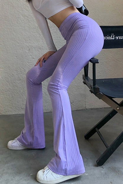 Casual-simplicity-solid-making-old-high-waist speaker-solid-colour-pants