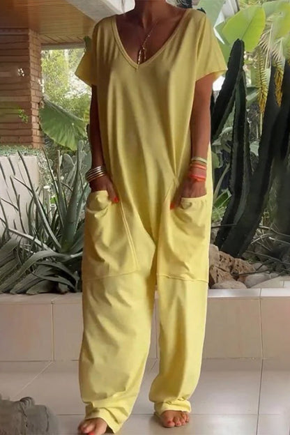 Casual monos sueltos de un color con bolsillos y chaleco (8 colores)