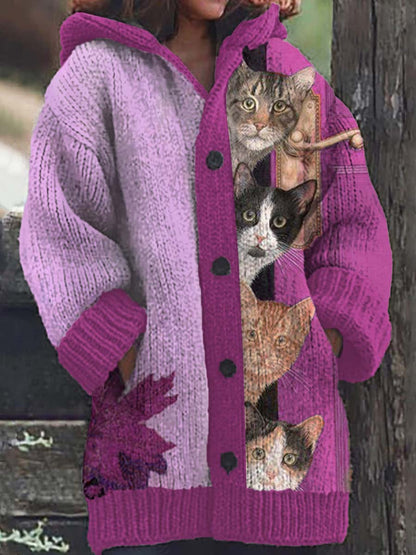 Elisa | Chaqueta con capucha y divertido estampado de gatos para mujer