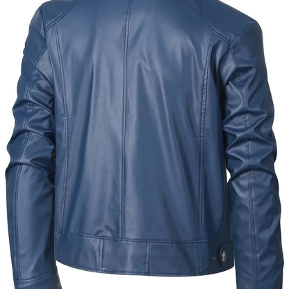 Ruben | Elegante chaqueta de cuero PU con bloques de color y diseño multi cremallera