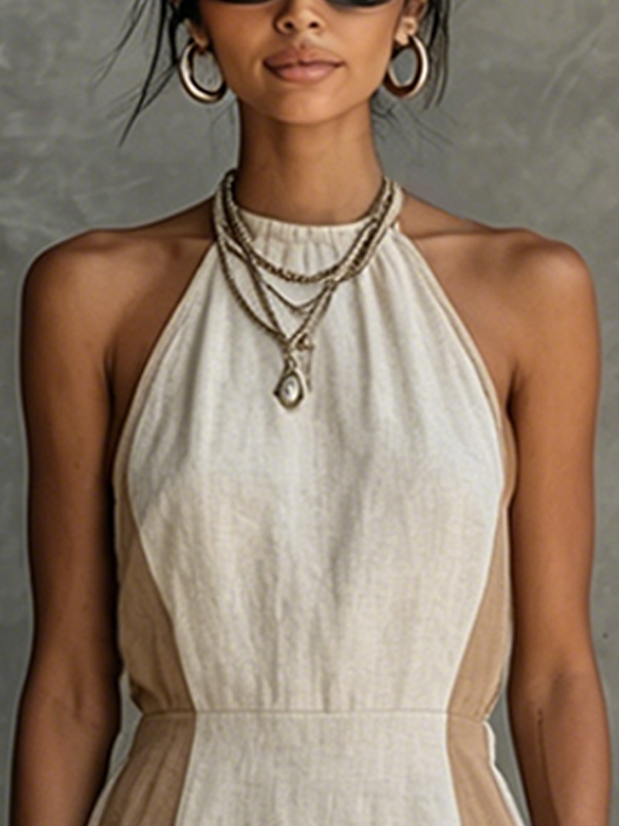 Damska Sukienka Mini Halter Neck