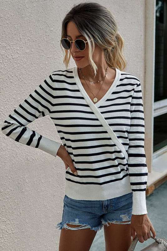 Jersey de punto con cuello de pico para mujer