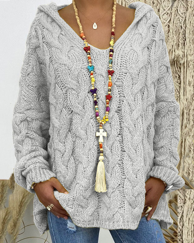Jersey de punto holgado con capucha para mujer