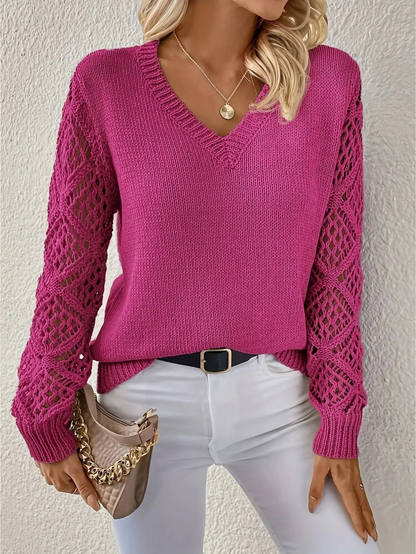 Isabelle | Jersey ligero con mangas de ganchillo | Elegante jersey con cuello en V