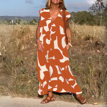 VESTIDO ESTAMPADO CON CUELLO EN V