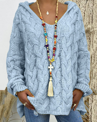 Jersey de punto holgado con capucha para mujer