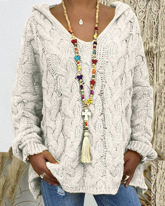 Jersey de punto holgado con capucha para mujer