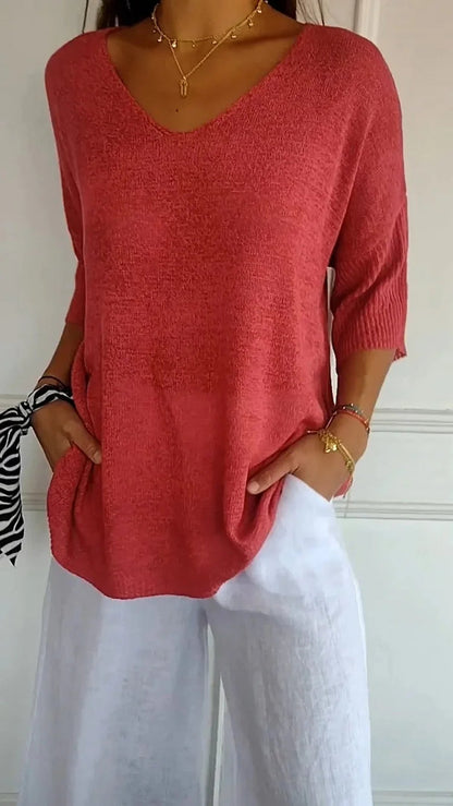 Ronja | Cómoda camiseta de tirantes de punto con cuello en V