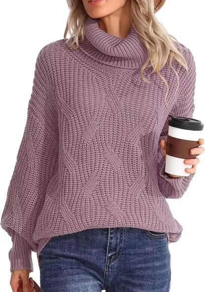 Angelique Sweater | Jersey de cuello alto de punto por cable para mujer