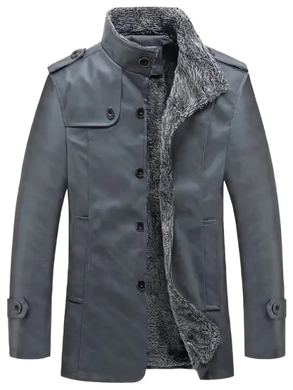 Cálida chaqueta de cuero con lana para hombre | Perfecta para actividades al aire libre
