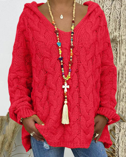 Jersey de punto holgado con capucha para mujer