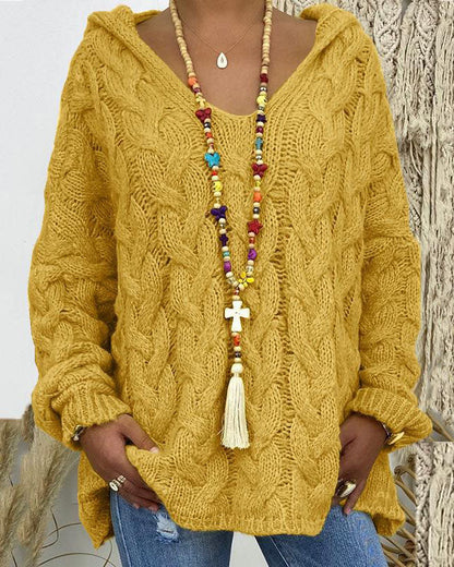 Jersey de punto holgado con capucha para mujer