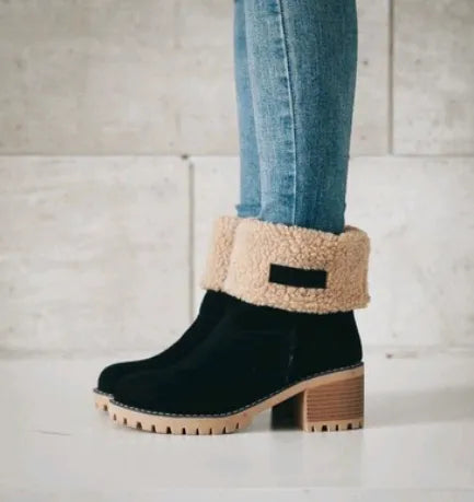 Botas de invierno para mujer con tacón bajo y estilo contemporáneo