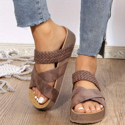 Irma® | Sandalias de tacón de cuña para mujer con tiras trenzadas