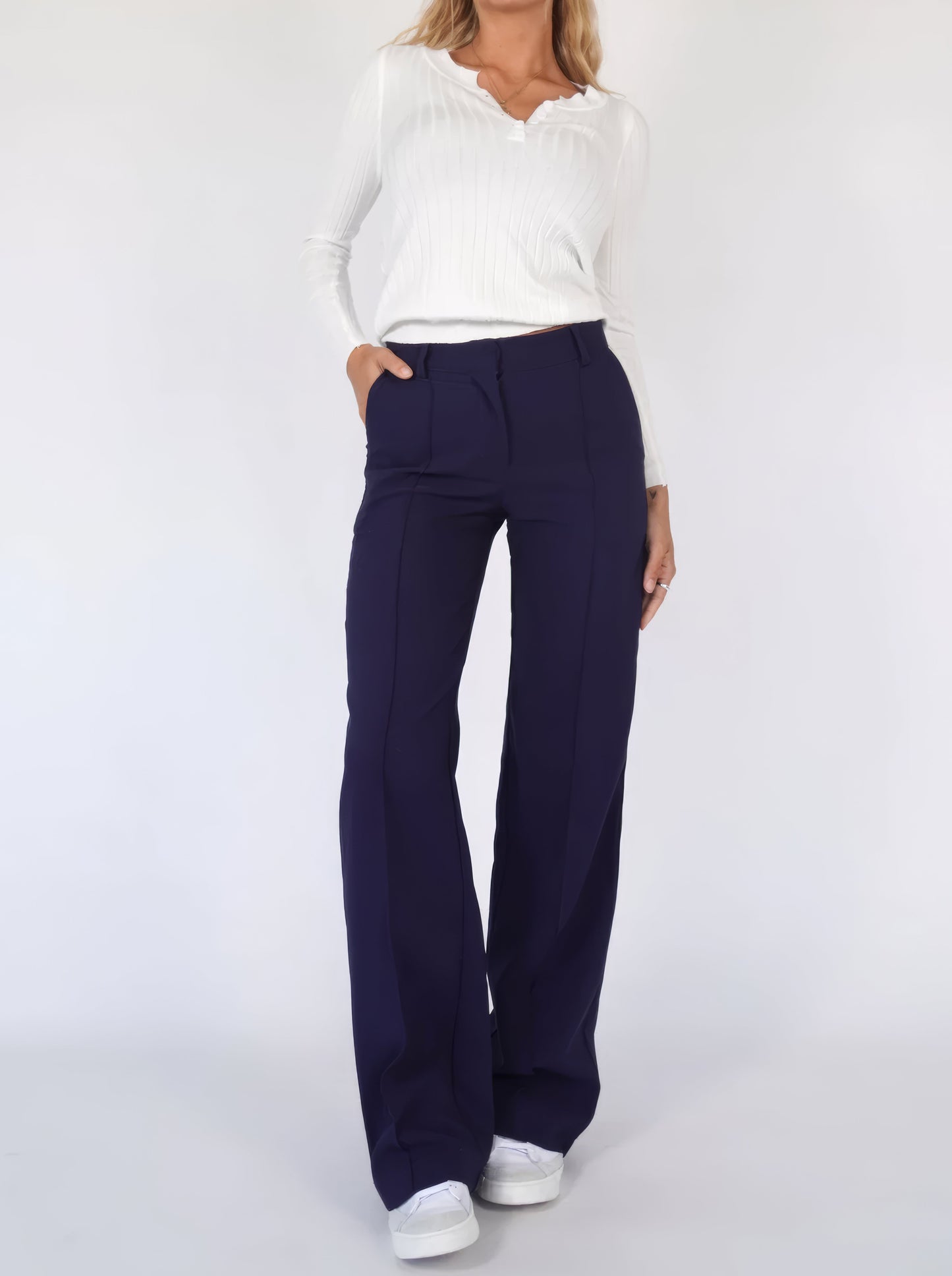 Elianny - Pantalones plisados informales para mujer