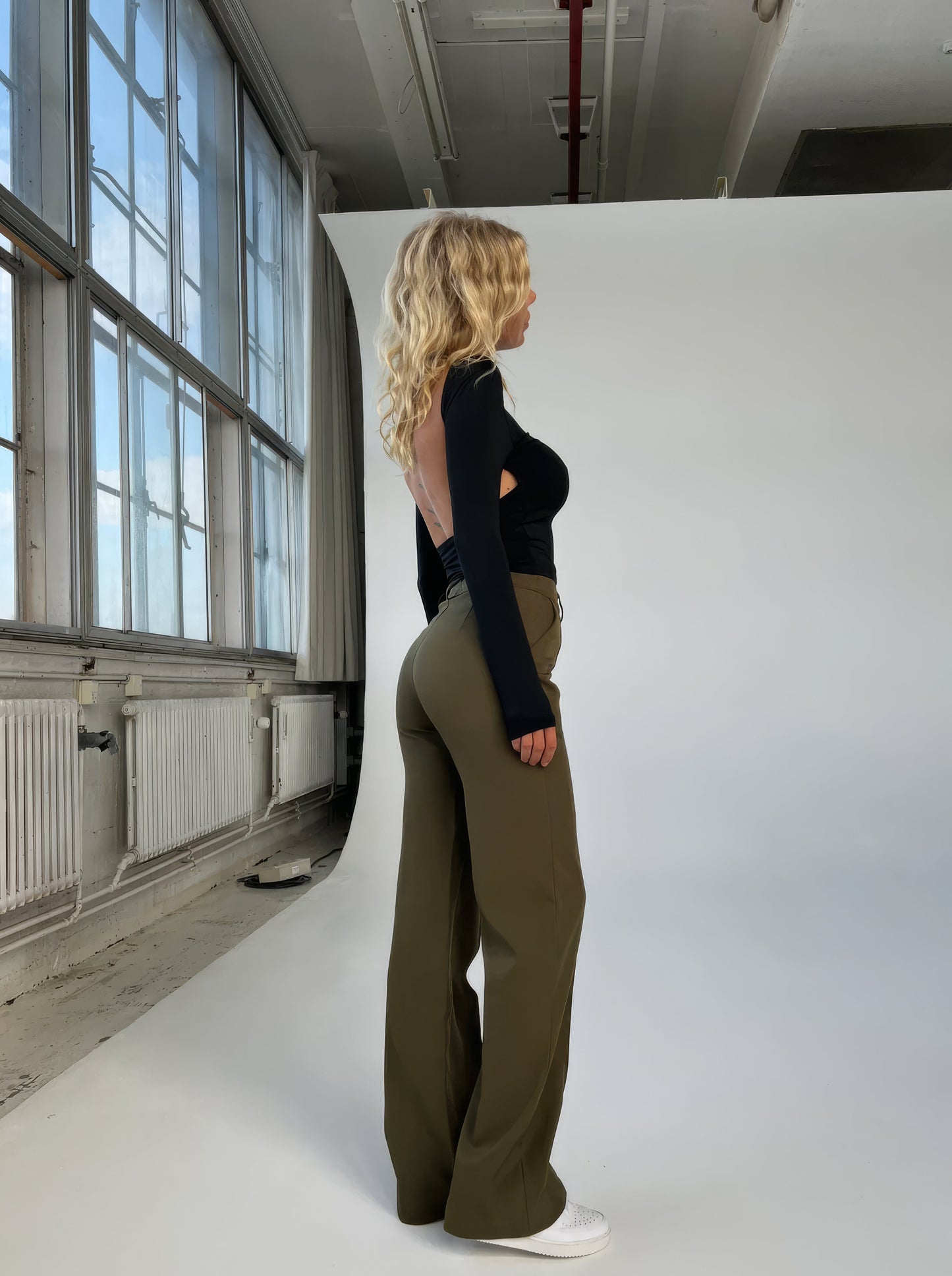 Elianny - Pantalones plisados informales para mujer