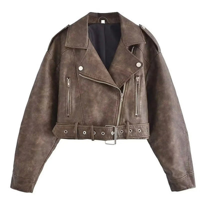 Chaqueta casual de cuero vegano en corte midi para mujer | Perfecta para días informales