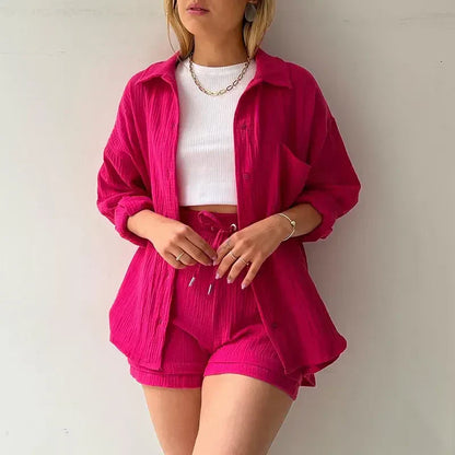 Women's Long-Sleeve Two-Piece Shirt Fashion Casual Suit