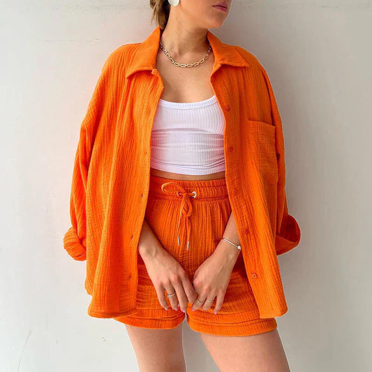 Women's Long-Sleeve Two-Piece Shirt Fashion Casual Suit