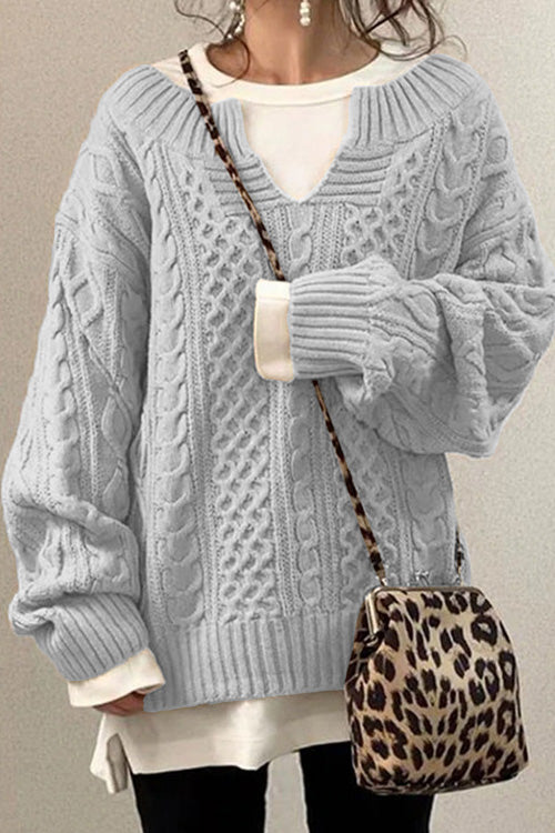Anna™ | Jersey casual liso de manga larga y cuello en V