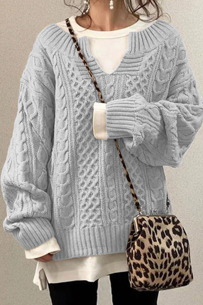 Anna™ | Jersey casual liso de manga larga y cuello en V