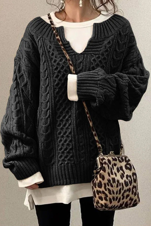 Anna™ | Jersey casual liso de manga larga y cuello en V