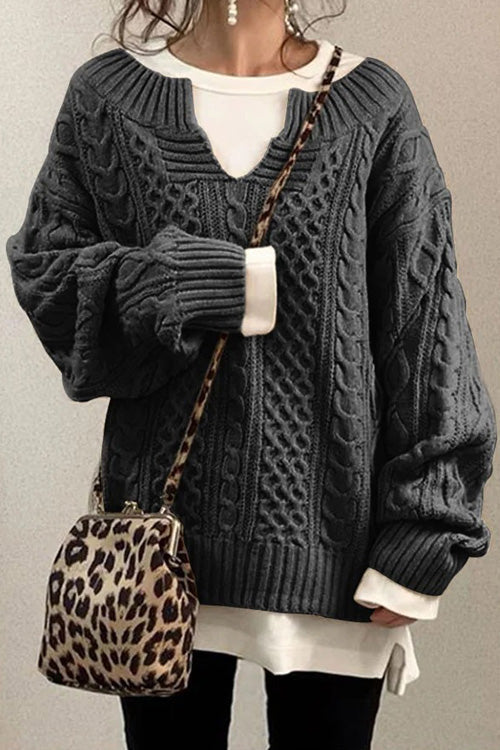 Anna™ | Jersey casual liso de manga larga y cuello en V