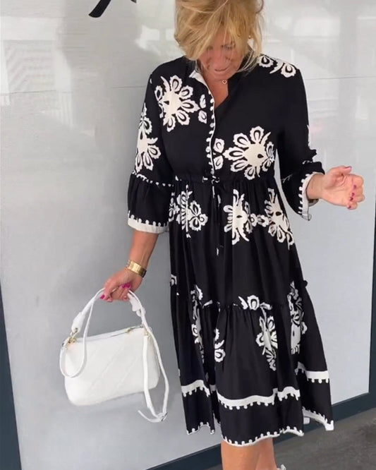 Vestido con estampado floral y mangas 3/4💐