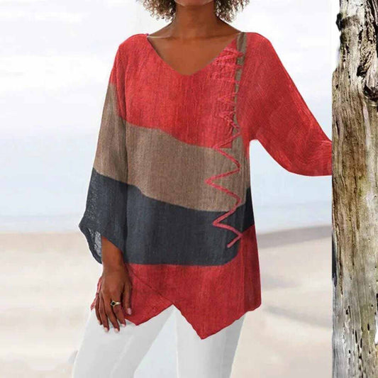 Laryssa - Camisa tricolor de moda para mujer