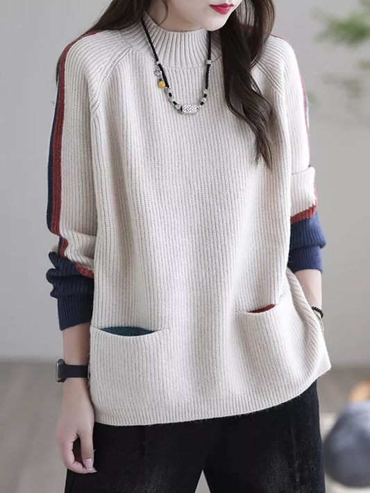 Elegante jersey de punto con bolsillos para el día a día