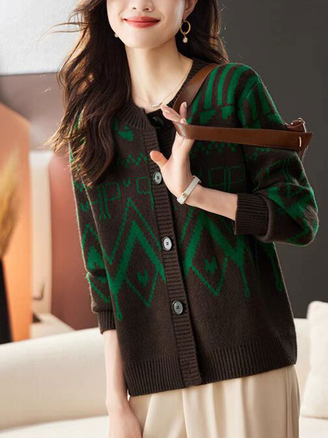 Finnie Cardigan | Chaqueta de punto casual cuello redondo