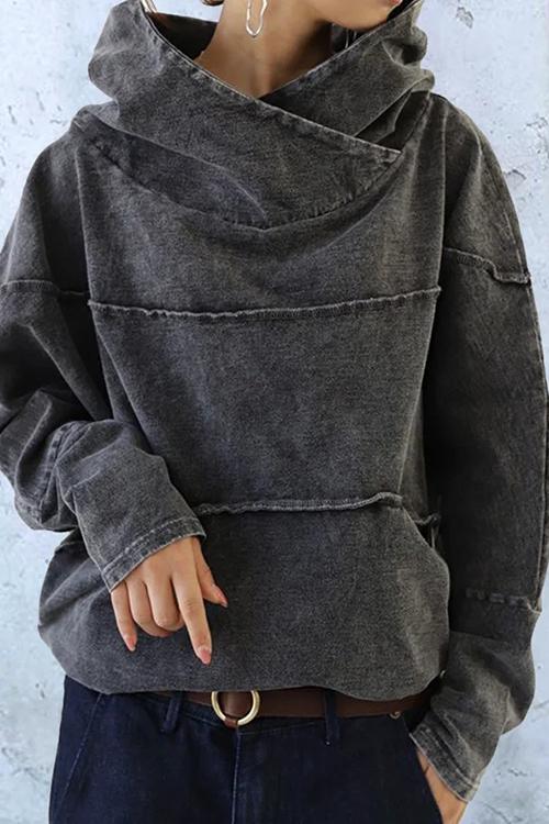 Elegante sudadera de mujer de manga larga y cuello retro