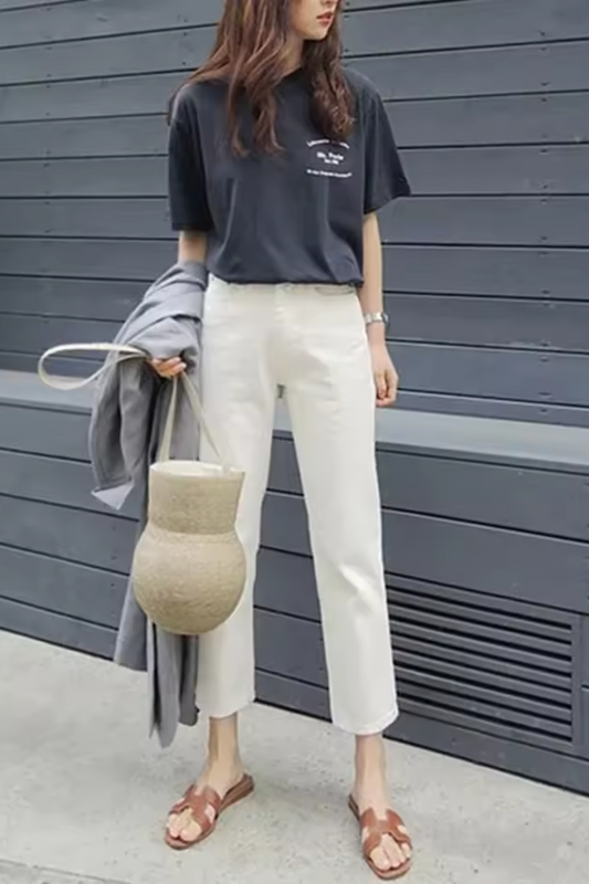 Mina | Jeans boyfriend blancos de mujer