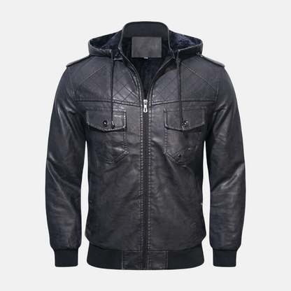 Michel | Chaqueta de cuero con capucha