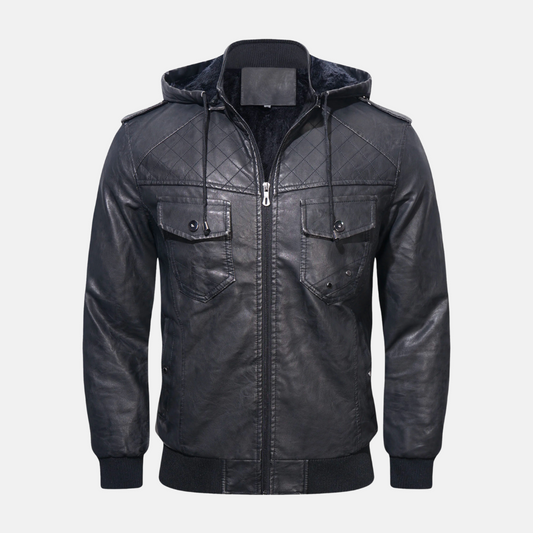Michel | Chaqueta de cuero con capucha
