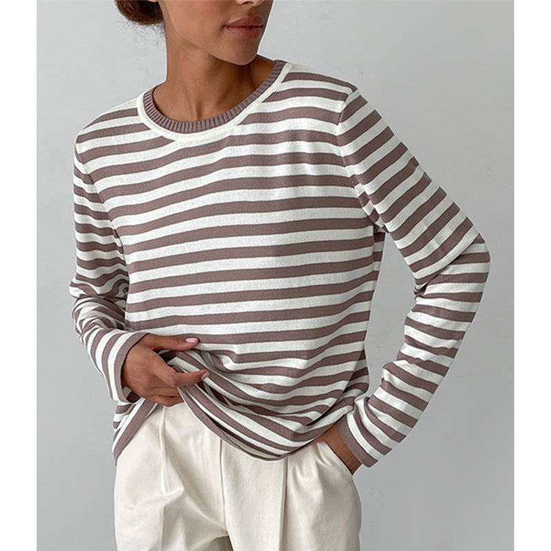 Elegante jersey de rayas para mujer, excelente opción para el día a día