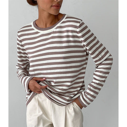 Elegante jersey de rayas para mujer, excelente opción para el día a día
